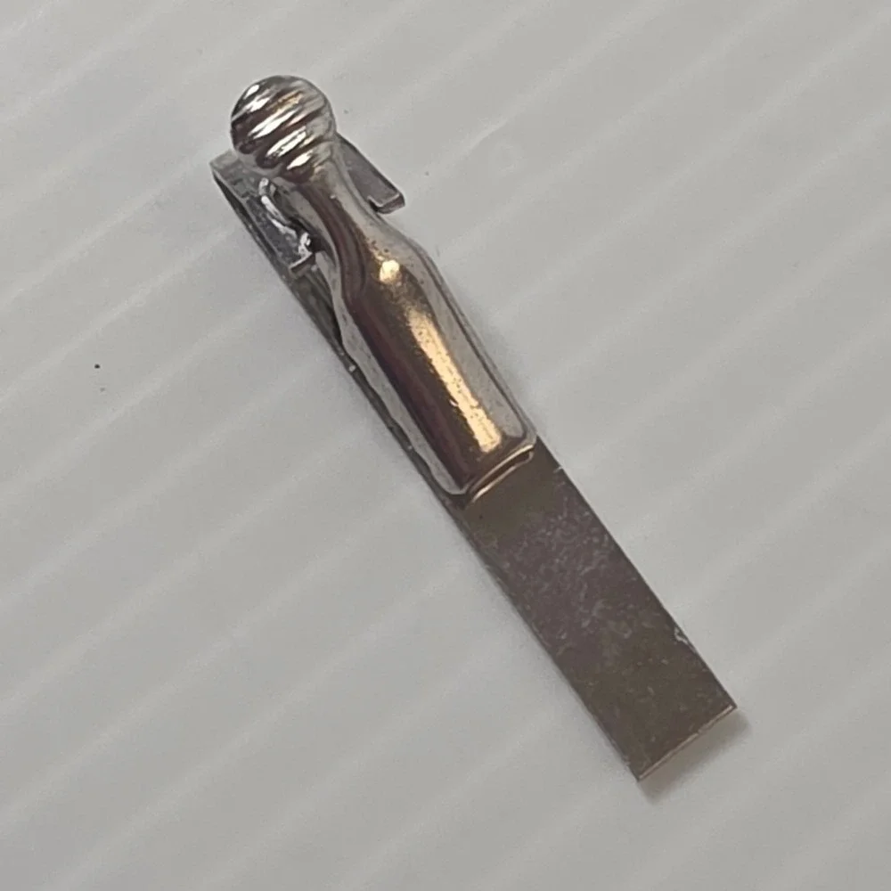 Unbranded Tie Clip 1.5in Silver Good Vintage Etched Metal Bar
